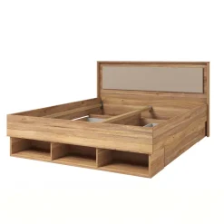 Letto matrimoniale standard 160x200cm con cassettoni rovere tortora Lise