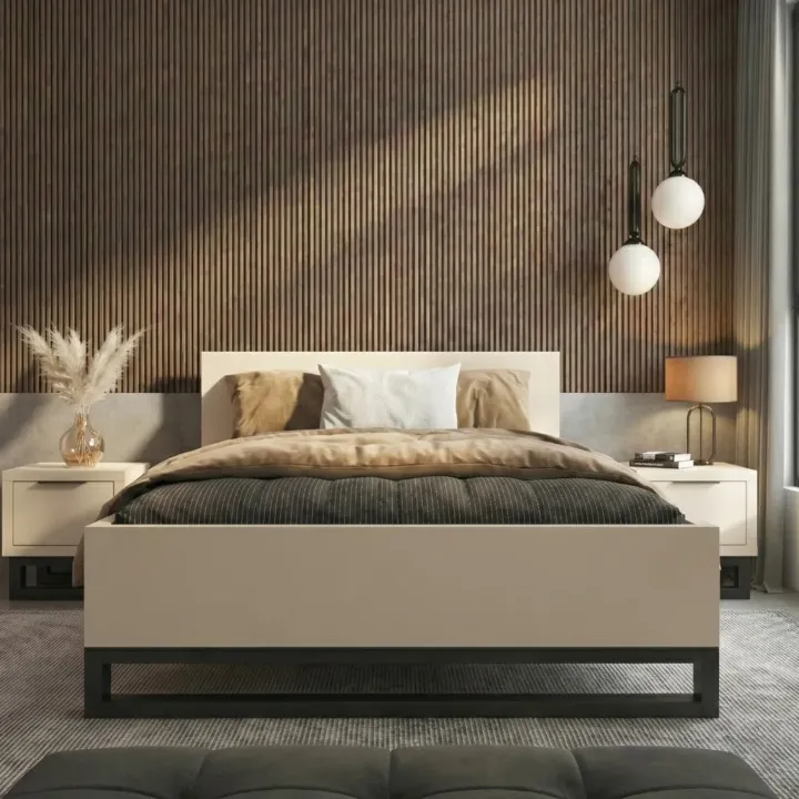 Letto matrimoniale 160x200cm beige cashmere Petra