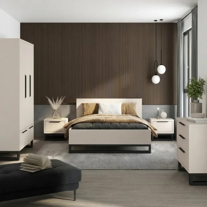 Letto matrimoniale 160x200cm beige cashmere Petra