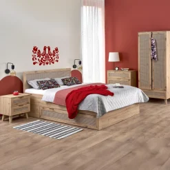 Letto matrimoniale 160x200cm con cassetti contenitore moderno rovere Sombra