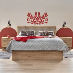 Letto matrimoniale 160x200cm con cassetti contenitore moderno rovere Sombra