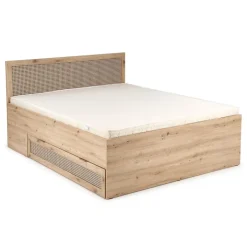 Letto matrimoniale 160x200cm con cassetti contenitore moderno rovere Sombra