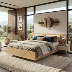 Letto matrimoniale 160x200cm con comodini bianco rovere Sweet