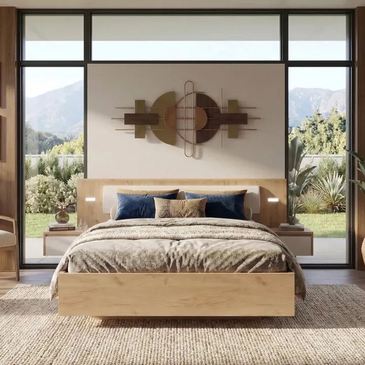 Letto matrimoniale 160x200cm con comodini bianco rovere Sweet