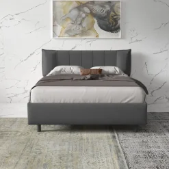 Letto matrimoniale 160x195cm con contenitore imbottito antracite Auden