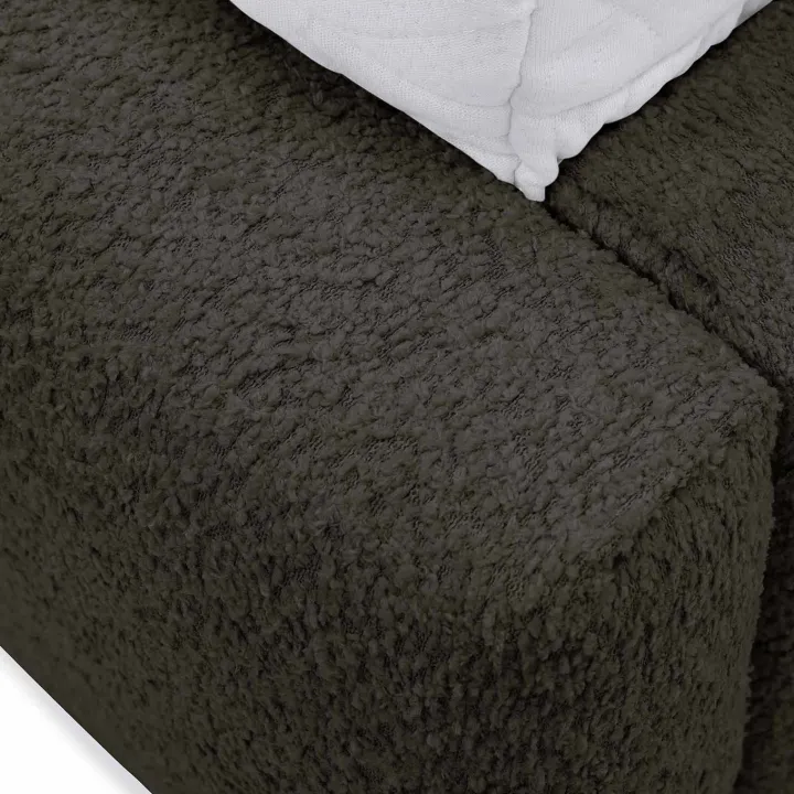 Letto matrimoniale 160x200cm con rete contenitore imbottito tessuto bouclé nero Aluna