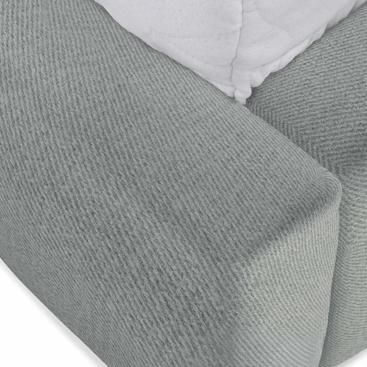 Letto matrimoniale 160x200cm con rete contenitore imbottito azzurro grigio Aluna