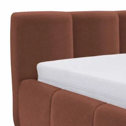 Letto matrimoniale 160x200cm con rete contenitore imbottito rosso mattone Aluna