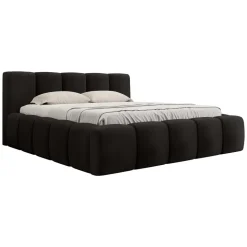 Letto matrimoniale 160x200cm con rete contenitore imbottito nero Aluna