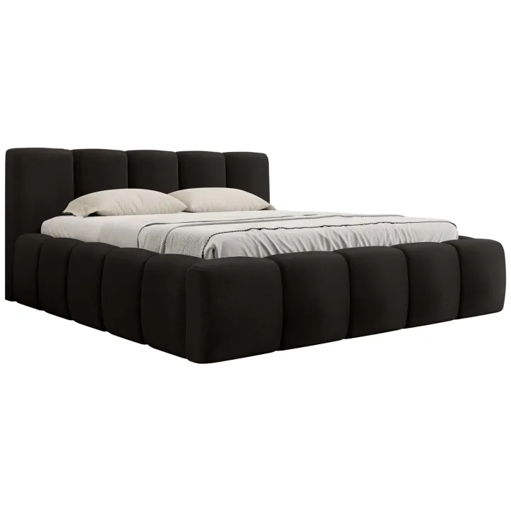 Letto matrimoniale 160x200cm con rete contenitore imbottito nero Aluna
