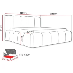 Letto matrimoniale 160x200cm con rete contenitore imbottito verde Aluna