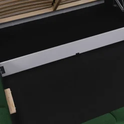 Letto matrimoniale 160x200cm con rete contenitore imbottito verde Aluna