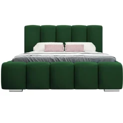Letto matrimoniale 160x200 cm con rete contenitore imbottito verde scuro Cometa