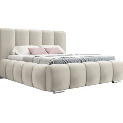 Letto matrimoniale 160x200 cm con rete contenitore imbottito beige Cometa