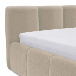 Letto matrimoniale 160x200cm con rete contenitore imbottito beige Aluna