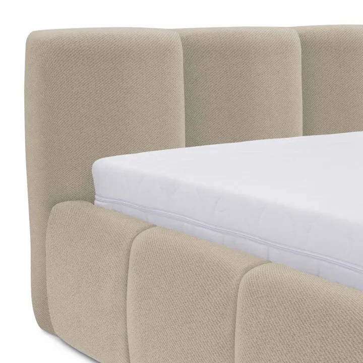 Letto matrimoniale 160x200cm con rete contenitore imbottito beige Aluna