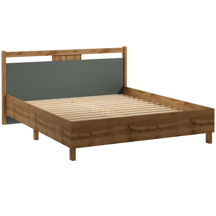 Letto matrimoniale 160x200 cm con rete a doghe rovere verde Leave