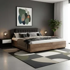 Letto matrimoniale 160x200cm con rete contenitore noce nero Vulcano