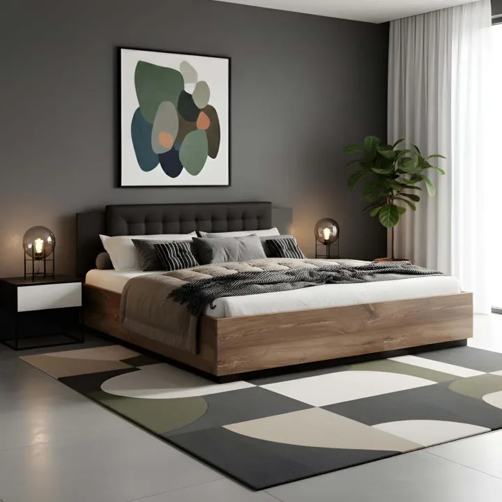 Letto matrimoniale 160x200cm con rete contenitore noce nero Vulcano