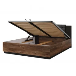 Letto matrimoniale 160x200cm con rete contenitore noce nero Vulcano