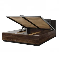 Letto matrimoniale 160x200cm con rete contenitore rovere scuro nero Vulcano