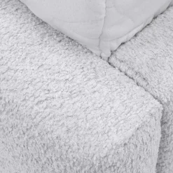 Letto matrimoniale 160x200cm con rete contenitore imbottito tessuto bouclé bianco Aluna