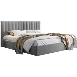 Letto matrimoniale 160x200 cm con rete contenitore imbottito grigio Orione