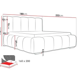 Letto matrimoniale 160x200 cm con rete contenitore imbottito grigio scuro Cometa