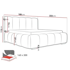 Letto matrimoniale 160x200 cm con rete contenitore imbottito tessuto bouclé beige Cometa