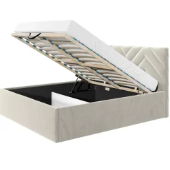 Letto matrimoniale 160x200 cm con rete contenitore imbottito beige Polaris