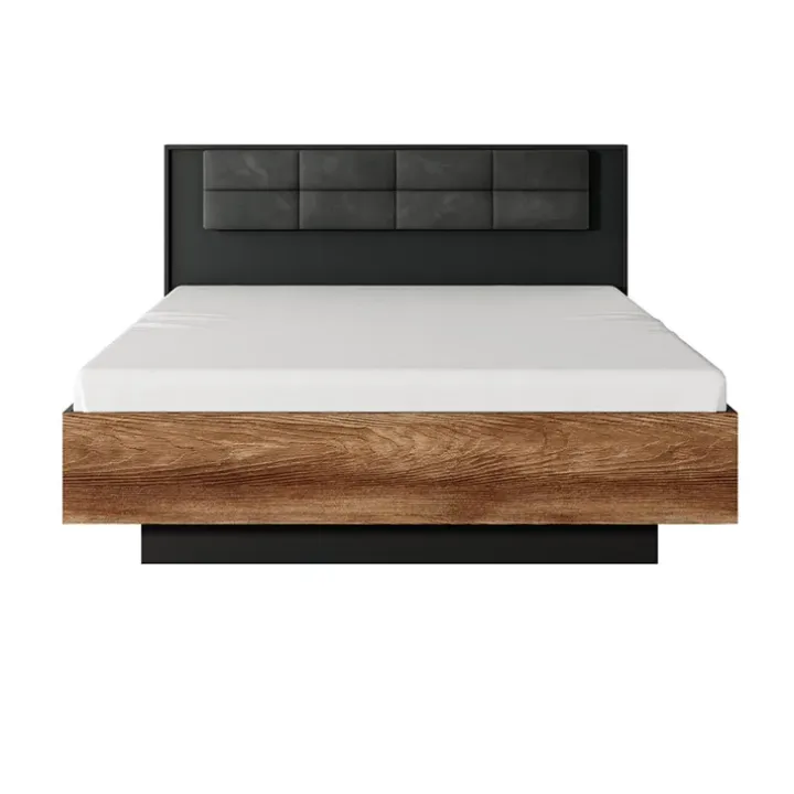 Letto matrimoniale 160x200cm contenitore testiera imbottita quercia nero Smooty