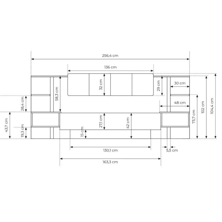 Letto matrimoniale 160x200cm contenitore con comodini beige Jolly