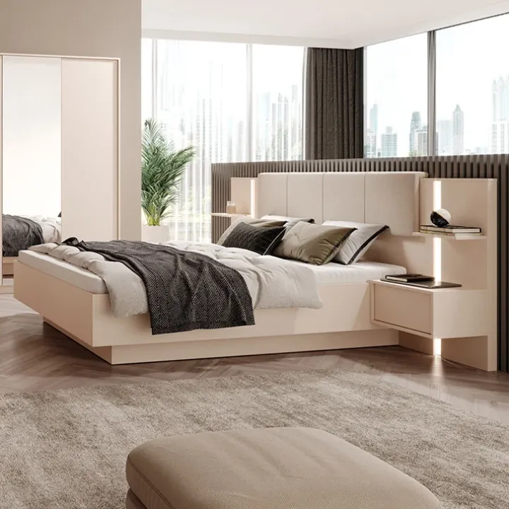 Letto matrimoniale 160x200cm contenitore con comodini beige Jolly