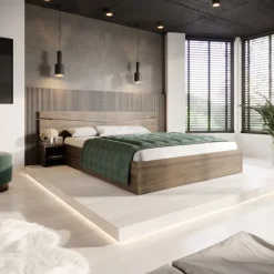 Letto matrimoniale 160x200cm contenitore con comodini noce Camilla Gihome®