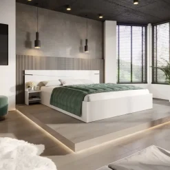 Letto matrimoniale 160x200cm contenitore con comodini bianco opaco Camilla Gihome®