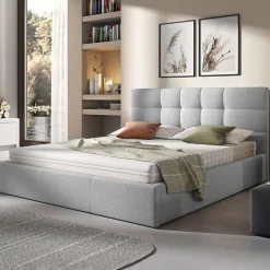 Letto matrimoniale 160x200cm contenitore imbottito grigio chiaro Silla
