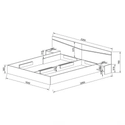 Letto matrimoniale 160x200cm contenitore con comodini rovere scuro marrone Camilla Gihome®