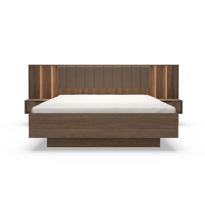 Letto matrimoniale 160x200cm contenitore camera da letto noce Bois