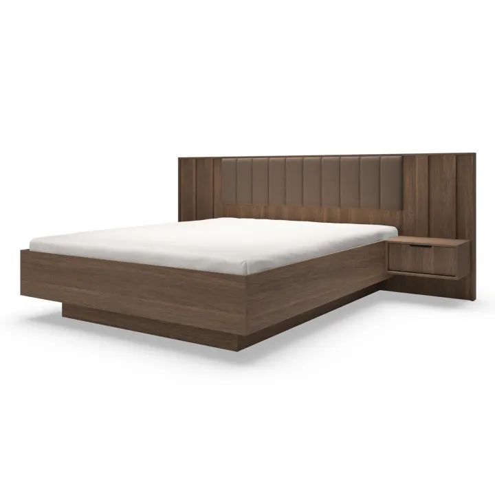 Letto matrimoniale 160x200cm contenitore camera da letto noce Bois