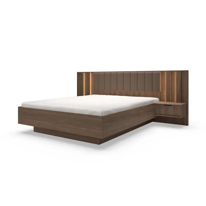 Letto matrimoniale 160x200cm contenitore camera da letto noce Bois