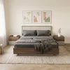 Letto matrimoniale 160x200cm contenitore con comodini tortora noce Raymonda