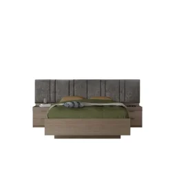 Letto matrimoniale 160x200cm contenitore con comodini rovere scuro marrone Rebecca