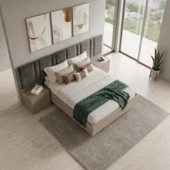 Letto matrimoniale 160x200cm contenitore con comodini rovere scuro marrone Rebecca