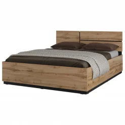 Letto matrimoniale 160x200cm contenitore con rete a doghe testiera reversibile rovere Lolla