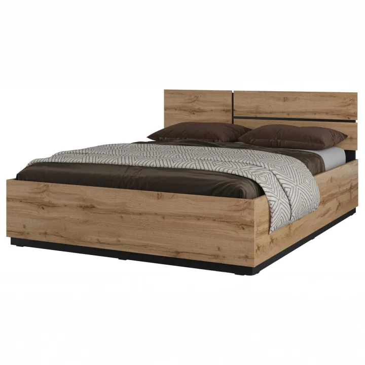 Letto matrimoniale 160x200cm contenitore con rete a doghe testiera reversibile rovere Lolla