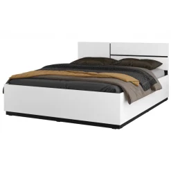 Letto matrimoniale 160x200cm contenitore con rete a doghe testiera reversibile bianco opaco Lolla