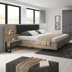Letto matrimoniale 160x200cm grigio quercia Dable