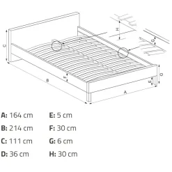 Letto matrimoniale 160x200cm imbottito con cassettoni in velluto grigio Lux