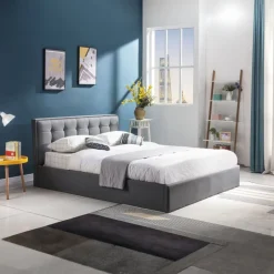Letto matrimoniale 160x200cm in tessuto contenitore grigio Foser Gihome®