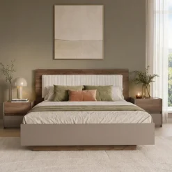 Letto matrimoniale 160x200 contenitore con comodini noce marrone Dusk